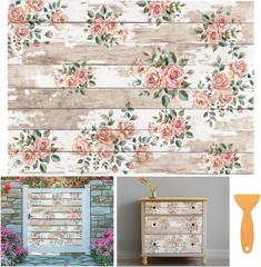 3 Sheets Vintage Flower Rub on Transfer for Crafts DIY Rose Furniture Insprition