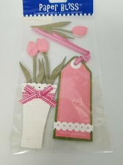 FLOWER Pink Tulips Tulip Spring Bouquet Vase Tag Paper Bliss sticker 3 packs