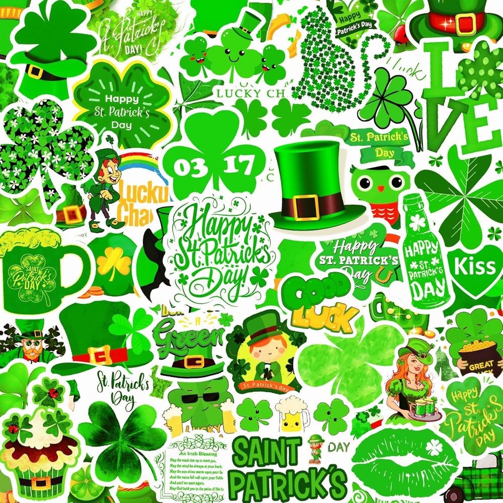 300 Pcs St. Patrick’S Day Shamrock Stickers, Vinyl Waterproof for Crafts & Decor
