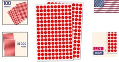 15,000 Red Round Dot Stickers – Self-Adhesive