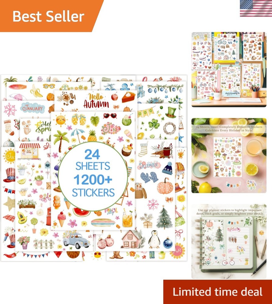 Planner Stickers 24 Page, 1000+ Stickers, Multicolor, Paper, Vintage Style, H…