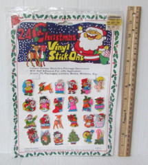 24 CHRISTMAS VINYL STICK ONS Vintage 1980’s Puffy Stickers Bradford Novelty MX0