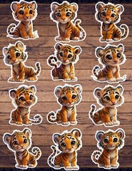Cute Baby Tiger Die Cut Vinyl Stickers Set Scrapbooking Laptop Waterbottle