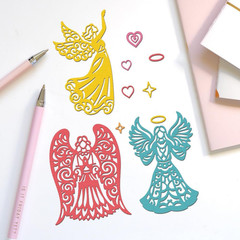 Hollow Angel Silhouette Metal Die Cuts for Greeting Card Making | Carbon Steel C