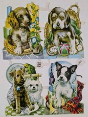 Vintage PZB Embossed Die Cuts Victorian Dogs Germany NOS