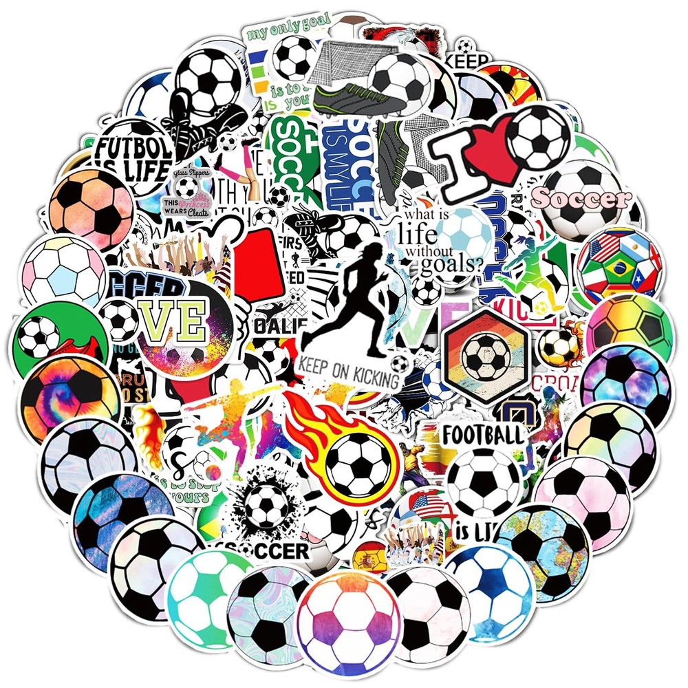 Kiouposy 100 PCS Cute Soccer Stickers, Water Bottle Stickers for Kids Teens, …