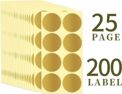 200 Pcs 2 Inch Embossing Stickers Gold Metallic Seals Certificate Sealing Labels