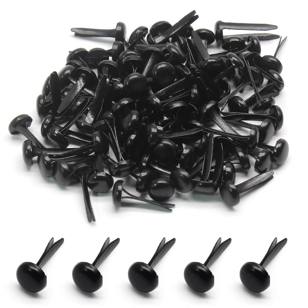 100 Mini Brads Fasteners, Black, 12x6mm, Metal for DIY Crafts 100 PCS brass