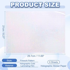 12x8in Holographic Laminate Sheets 6Pcs Sticker Paper Five-pointed Star Pattern