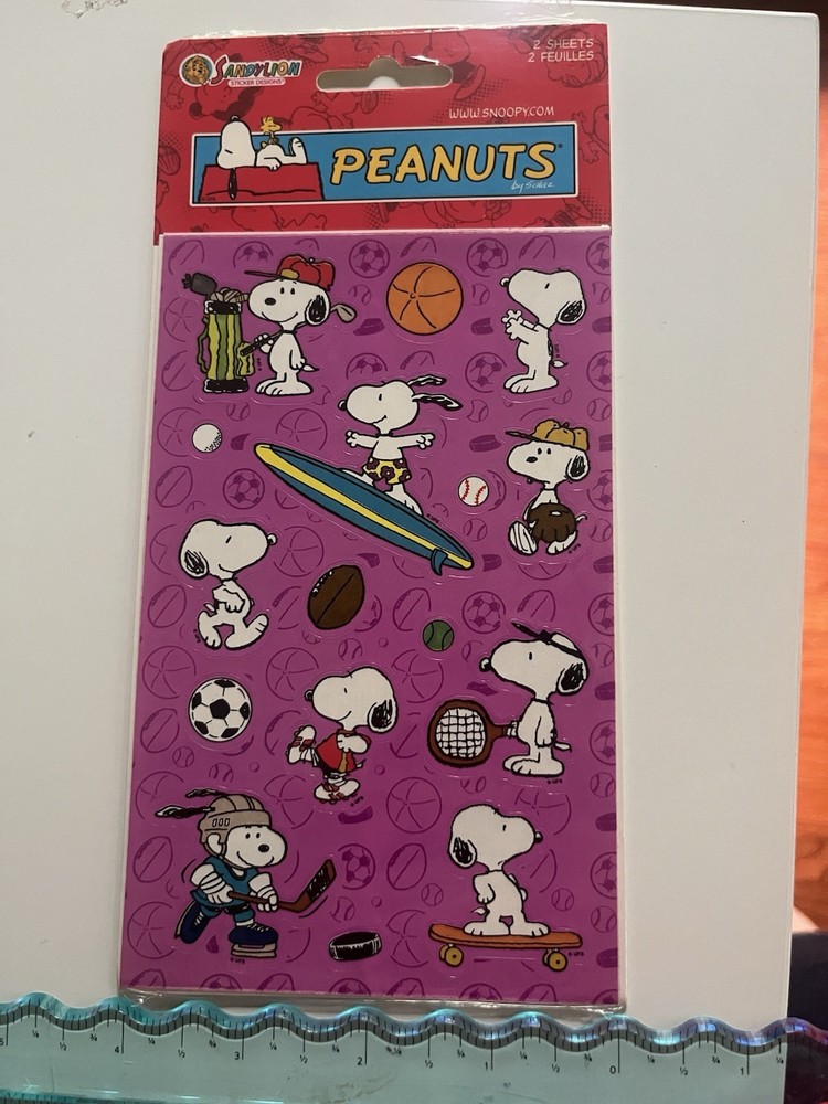Sandylion Snoopy Peanuts Stickers 2 Sheets Sports Themed SEALED NEW