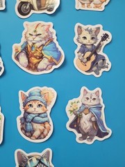 STICKERS x 10 Cat Kitty Bike Vintage Coat Pilot Kitten Cartoon CAT4