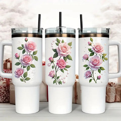 14 Pieces Beautiful Rose Flower UV DTF Transfer Stickers, Waterproof, Scratch Re