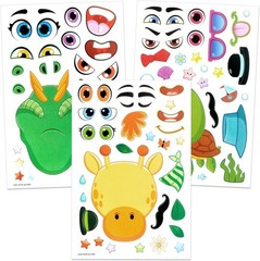36 Sheets 9″x6″ Make a face Stickers for Kids, Make Your Own Animal Stickers …