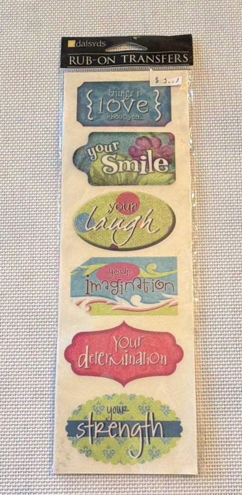 daisyds Rub-On Transfers Words & Phrases Multicolor Scrapbooking Sheet 14150