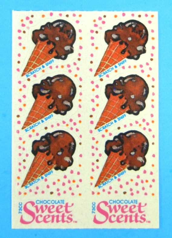 Vintage 1984 Illuminations Sweet Scents Chocolate Ice Cream Scented Stickers