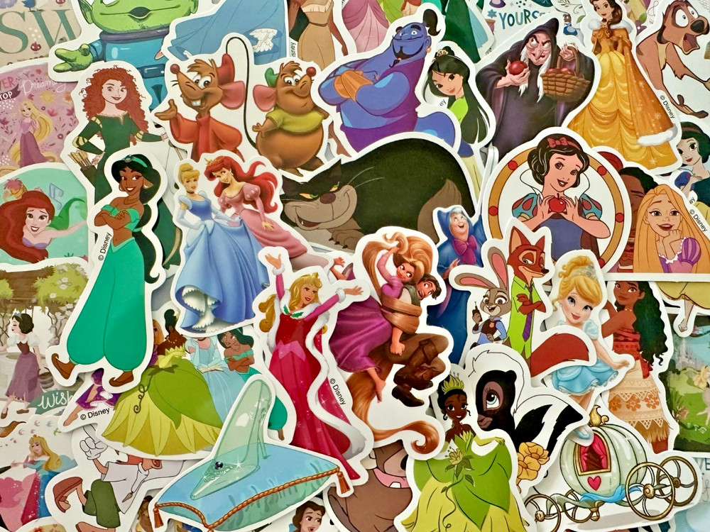 Disney Princess Mickey Donald Pixar Dreamwork 25pc Random Stickers 2inch X 2inch