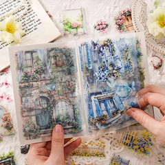 Glazed Tile House Fallen Flower Courtyard Sticker – 20 Sheets Waterproof PET Sc