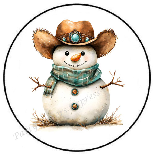 CHRISTMAS SNOWMAN COWBOY WESTERN ENVELOPE SEALS LABELS STICKERS PARTY FAVORS