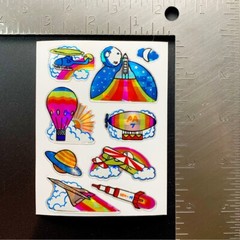 SPACE SHUTTLE PLANET NASA RAINBOW AIRPLANE JET vintage sticker decal prism foil
