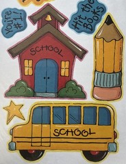 SCHOOL Die-Cut Stickers(11pc) Provo•Bus•Books•Pencil •Students•House•Card Making