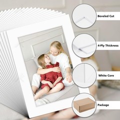 , Pack of 50, Acid-Free White Pre-Cut 5×7 Picture Mat for 4×6 Photo with Whit…