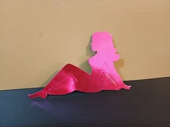 Vintage Stickers MUD FLAP GIRL Glossy Foil Vending Sticker VTG PVI Pink 01