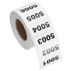 0.8×1.6 Inch Inventory Sticker, 1 Reel 5001 to 6000 Number Label 1000 Stickers