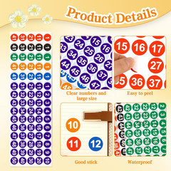 Consecutive Number Stickers, 900 PCS Number Stickers 1 to 50, 18 Sheets 1 Inch V