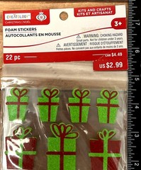 CreAtology Christmas Present Foam Stickers 22 Pc Green & Red Gift Shapes New