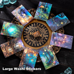 60PCS Twilight Forest Washi Stickers, Mystical Woodland Scenes for Journals, Scr