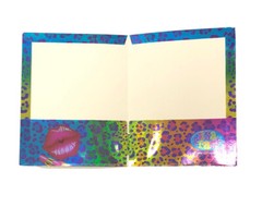 Lisa Frank Y2K Big Lips Glitter Pocket Folder Unpunched New RARE