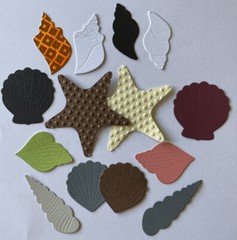 SMALL SEASHELL Die-Cuts(7pc) Seahorse•Shells•Ocean•Starfish •Sand Dollar•Sand
