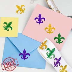 RUPOFUZA Mardi Gras Stickers Fleur De Lis Seal