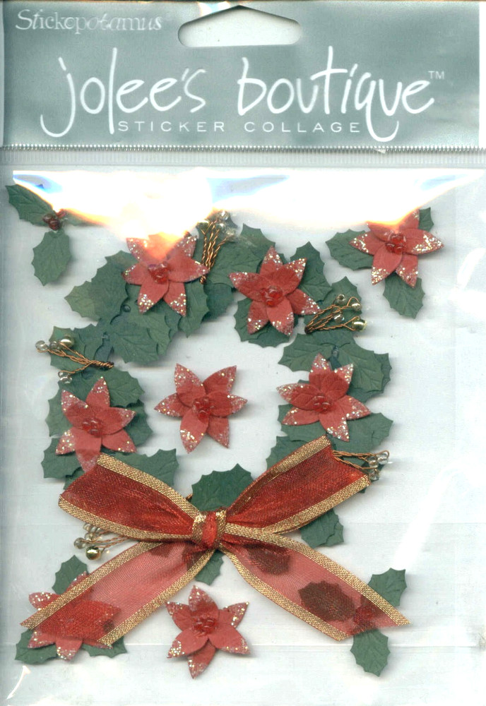 Christmas Holiday Holly Wreath Door Mantel Decorate Jolee’s Boutique Stickers