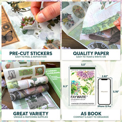 Washi Vintage Stickers for Scrapbooking – Ephemera Book for Journaling with 453