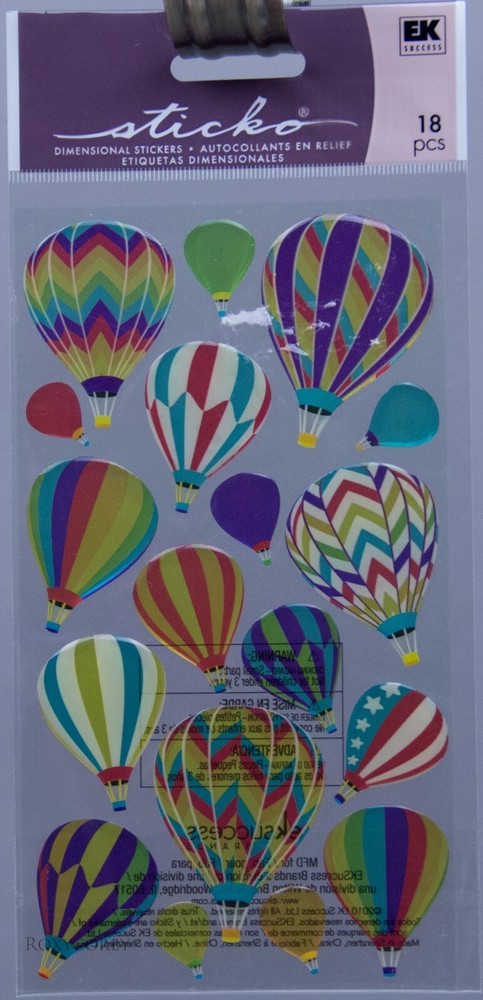 EK Success Sticko 18 pc Full of Hot Air Balloons Dimensional Scrapbook Stickers