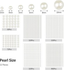 1982 Pcs Self-Adhesive Pearl Stickers, Multiple Sizes, Decorative Pearl Gems …