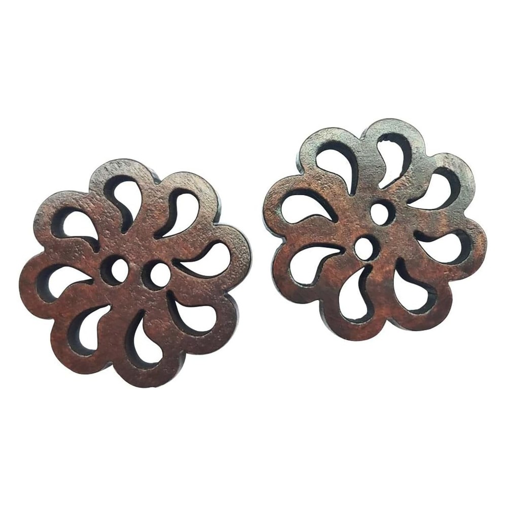 Chenkou Craft New Hollow Flower Wood Buttons 20mm Sewing Craft Brown Wholesal…