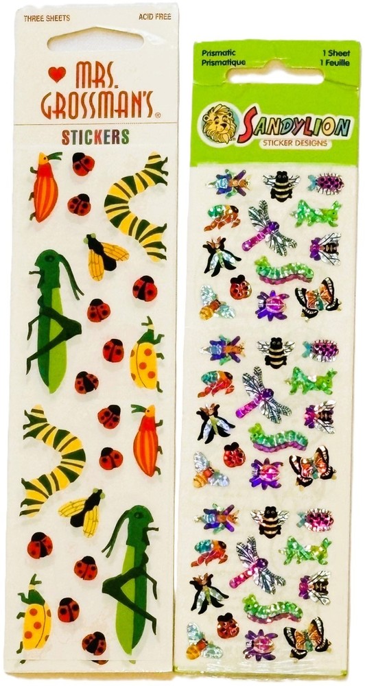 New Lot of 2 Packs Vintage Sandylion & Mrs. Grossman’s Bugs Stickers NIP