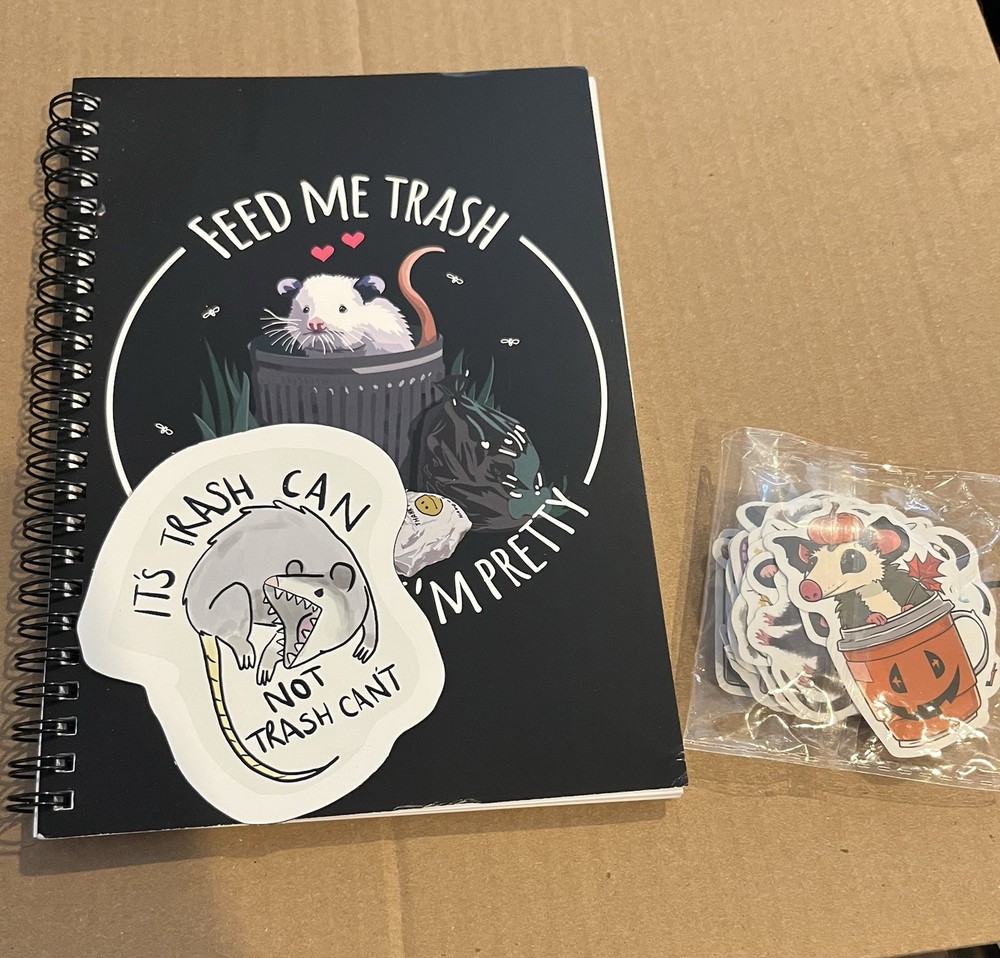Novelty Funny Opossum Notebook, Stickers (50 pcs) & Magnet