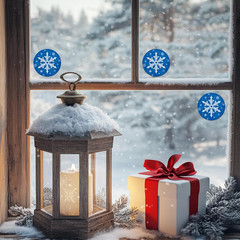 Winter Snowflake Label Stickers Roll, 1.5 Inch, 500 Pcs round Stickers