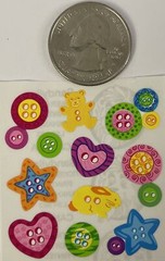 BABY BUTTONS Sticker(12pc) Sandylion•Star•Teddybear•Heart •Round•Sewing•2/4 hole