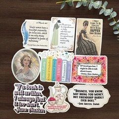Jane Austen Book Lover Vinyl Waterproof Sticker Pack of 30 – No Duplicates