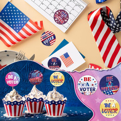 2 Rolls/ 1000 Pcs Be a Voter Stickers 1.5 Inch Vote Stickers White Red Blue roun