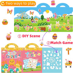 2 Sets Easter Reusable Sticker Books for Toddlers and Kids