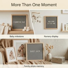 C CRYSTAL LEMON Gray Felt Letter Board 10×10 Inch, 336 Pre-Cut Grey,