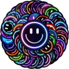 50PCS Smiling Glitter Neon Stickers, Cute Water Bottle Stickers for Kids, for Te