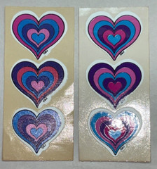 Lot of 2 Pieces Vintage BJ Stickers ‘on a roll’ Vending Hearts Colorful 1980s