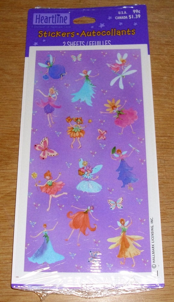Hallmark Heartline Stickers Flower Fairies Fairy 2 Sheets NIP Free Ship Over $15
