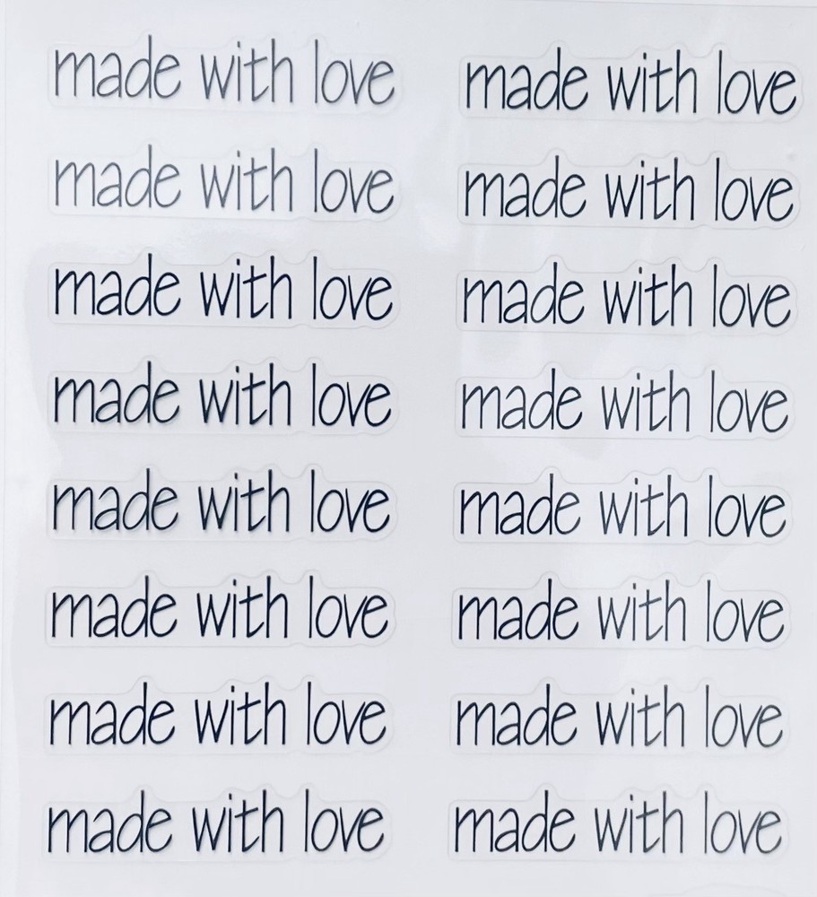 16 Made With Love Word Phrase Clear Craft Stickers Labels